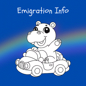 Cobalt blue background with rainbow overlay through the center third. On top of the overlay a black and white doodle of an anthropomorphic hippo waving at the camera from a car. Caption: 